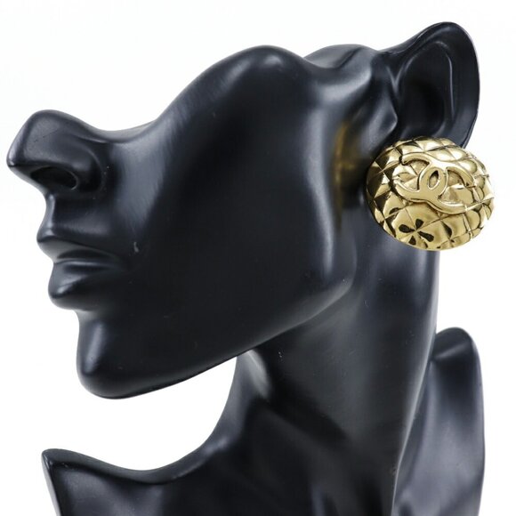 CHANEL Vintage Gold Logo Earrings